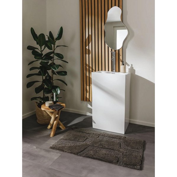 benuta Badematte Nehir, Höhe 6 mm, Baumwolle, rechteckig, 100% Baumwolle, handgeknüpft, Abstrakt, Minimalistisch, Badezimmer