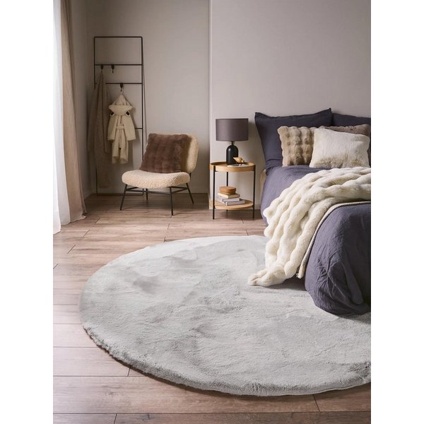 benuta Fellteppich Dave, rund, Höhe: 21 mm, Teppich Wohnzimmer, Schlafzimmer, Esszimmer, Flur, Kunstfaser, Cozy