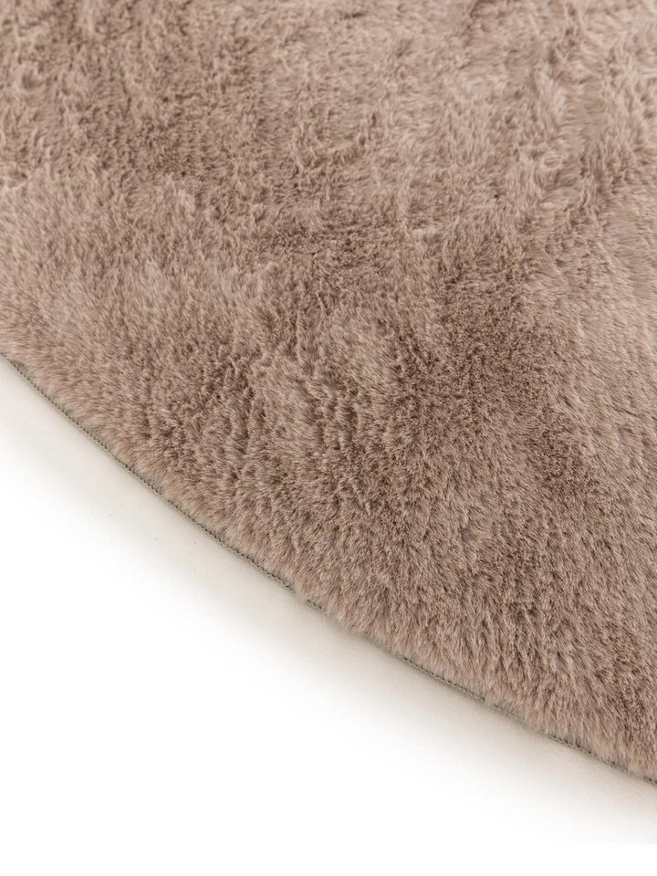 benuta Fellteppich Furry, rund, Höhe: 11 mm, Teppich Wohnzimmer, Esszimmer, Schlafzimmer, Flur, Weich, Rutschfest – Bild 4 von 5
