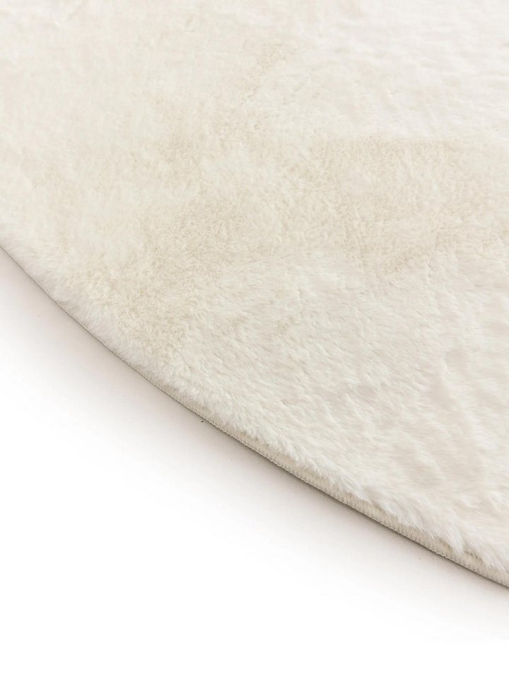benuta Fellteppich Furry, rund, Höhe: 11 mm, Teppich Wohnzimmer, Esszimmer, Schlafzimmer, Flur, Weich, Rutschfest – Bild 4 von 5