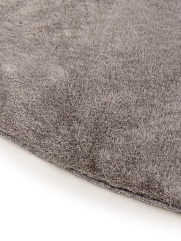 benuta Fellteppich Furry, rund, Höhe: 11 mm, Teppich Wohnzimmer, Esszimmer, Schlafzimmer, Flur, Weich, Rutschfest – Bild 4 von 5