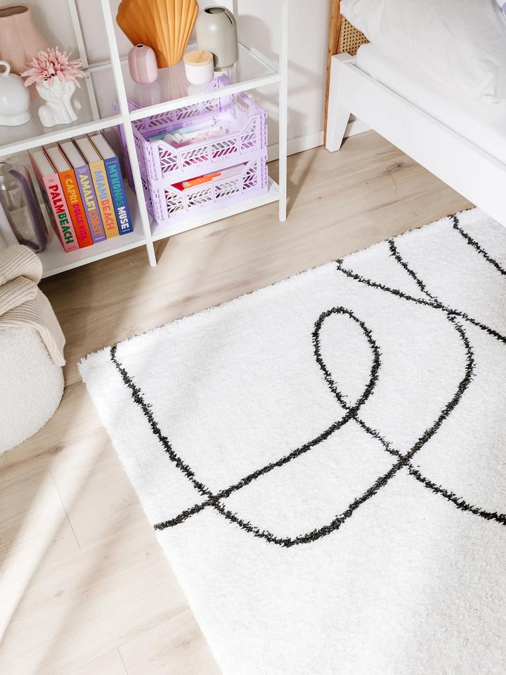 benuta Hochflor-Teppich Louise, rechteckig, Höhe: 21 mm, Teppich Wohn-, Ess- und Schlafzimmer, Flur, Kunstfaser, Gemütlich – Bild 3 von 5