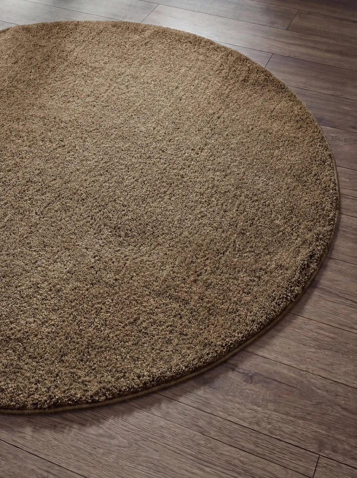 benuta Hochflor-Teppich Soda, rund, Höhe: 21 mm, Teppich Wohnzimmer, Schlafzimmer, Esszimmer, Flur, Kunstfaser, Cozy – Bild 3 von 5