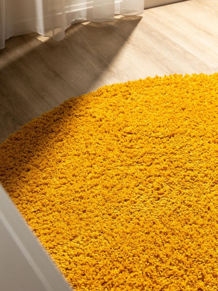 benuta Hochflor-Teppich Soho, rund, Höhe: 31 mm, Teppich Wohnzimmer, Schlafzimmer, Esszimmer, Rutschfest, Waschbar – Bild 3 von 5