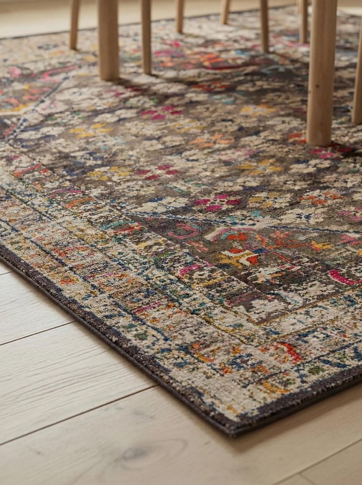 benuta Teppich Casa, rechteckig, Höhe: 11 mm, Teppich Wohnzimmer, Esszimmer, Schlafzimmer, Flur, Farbenfroh, Retro – Bild 3 von 5