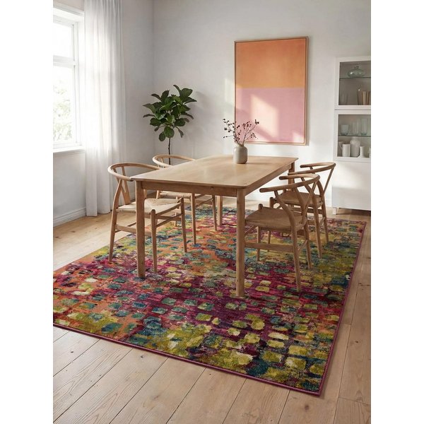 benuta Teppich Casa, rechteckig, Höhe: 11 mm, Teppich Wohnzimmer, Esszimmer, Schlafzimmer, Flur, Farbenfroh, Retro