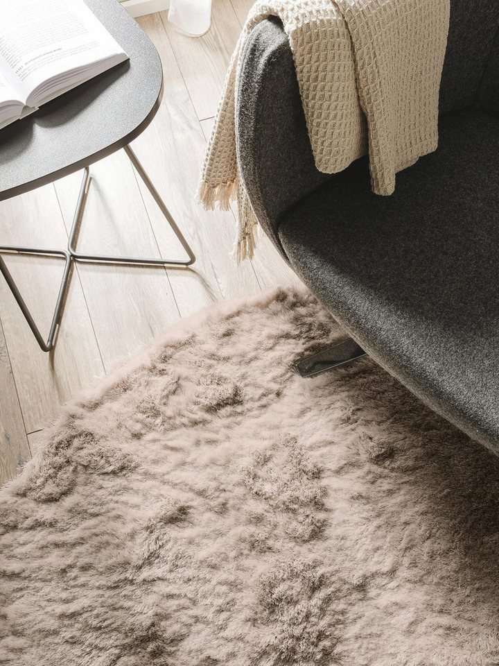 benuta Teppich Whisper, rund, Höhe: 31 mm, Hochflorteppich Wohnzimmer, Schlafzimmer, Esszimmer, Flur, Weich – Bild 3 von 5
