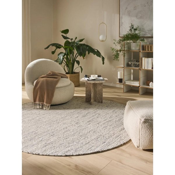 benuta Wollteppich Rocco, rund, Höhe: 5 mm, Teppich Wohnzimmer, Schlafzimmer, Esszimmer, Flur, Kunstfaser, Cozy