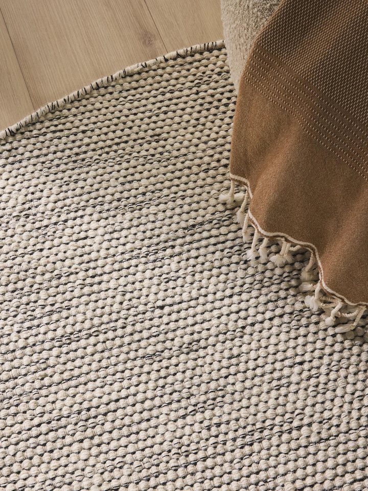 benuta Wollteppich Rocco, rund, Höhe: 5 mm, Teppich Wohnzimmer, Schlafzimmer, Esszimmer, Flur, Kunstfaser, Cozy – Bild 3 von 5