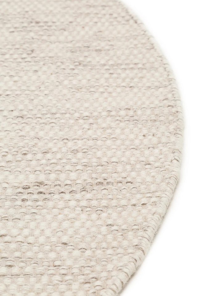 benuta Wollteppich Rocco, rund, Höhe: 5 mm, Teppich Wohnzimmer, Schlafzimmer, Esszimmer, Flur, Kunstfaser, Cozy – Bild 4 von 5
