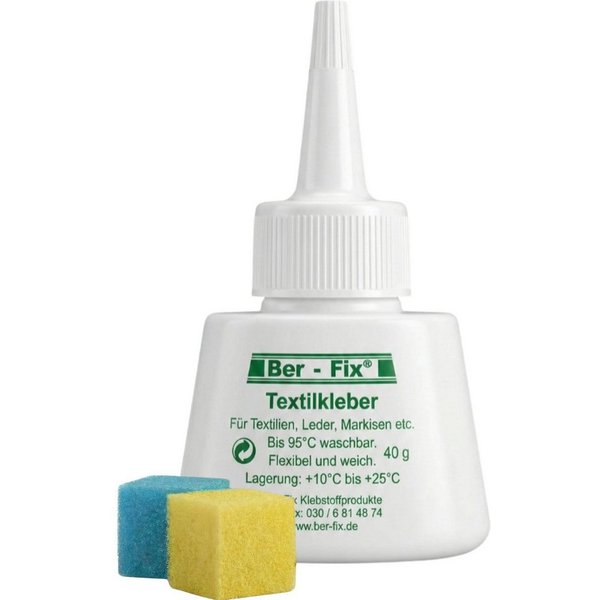 Ber-Fix Textilkleber 40 g – flexibel, kochfest & trocknergeeignet, (Set, 1-tlg), Transparent, waschbar 95 °C, bügelfest 180 °C, starke Haftung