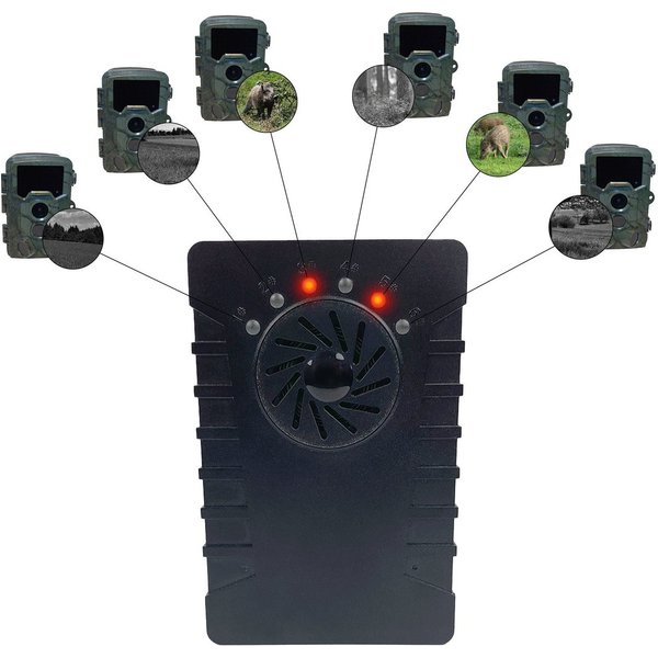 Berger & Schröter Wildkamera 4K/ Melder + Empfänger (Revier, Wildbeobachtung, Jagd, für bis zu 6 Wildkameras mit Ton- oder LED-Meldung)