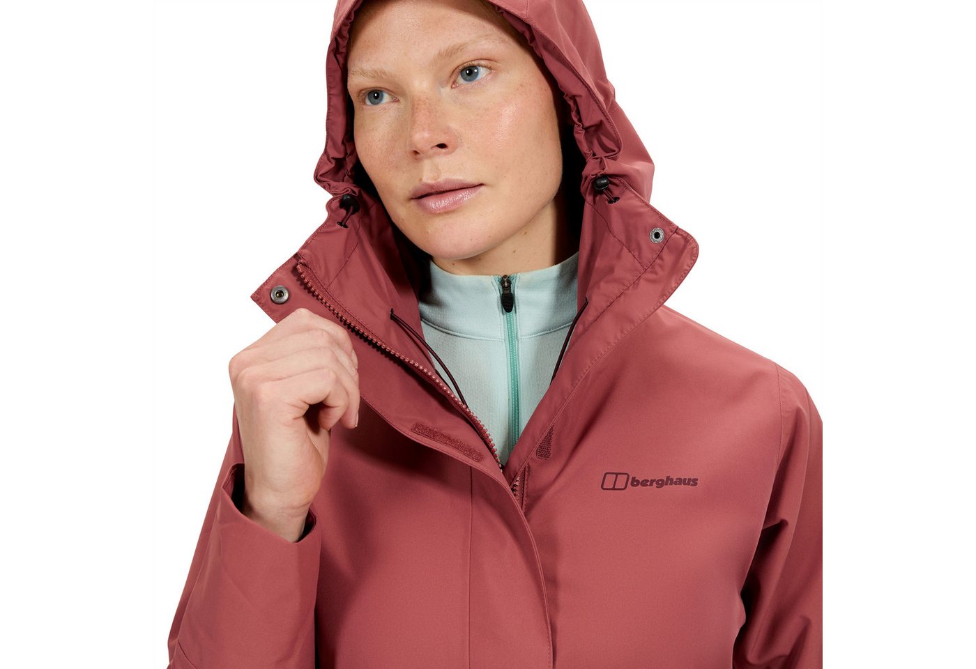 Berghaus Softshelljacke OMEARA LONG SHELL JKT AF mit verstellbarer Kapuze, atmungsaktiv, wasserdicht, lange Passform – Bild 4 von 5