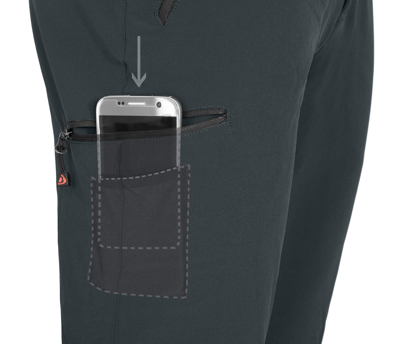 Bergson Outdoorhose VARBERG Herren Winter Softshellhose, robust, Innenfleece recycelt, Normalgröß – Bild 4 von 5