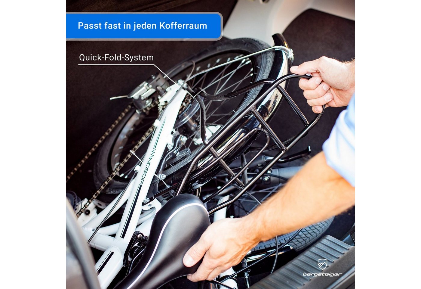 bergsteiger Faltrad Windsor 20 Zoll, Klapprad, Shimano 6 Gang-Schaltung, Damen, Herren, 6 Gang Shimano Tourney RD-TY21 Schaltwerk, Kettenschaltung, V-Bremsen – Bild 4 von 5