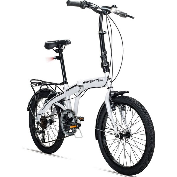 bergsteiger Faltrad Windsor 20 Zoll, Klapprad, Shimano 6 Gang-Schaltung, Damen, Herren, 6 Gang Shimano Tourney RD-TY21 Schaltwerk, Kettenschaltung, V-Bremsen