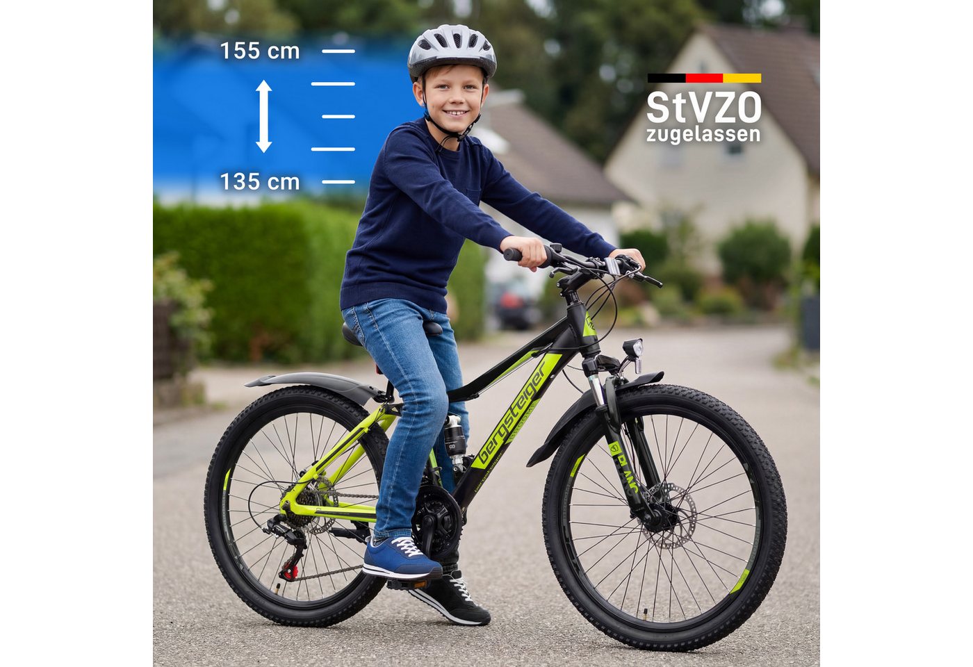 bergsteiger Kinderfahrrad Broome 24, 26 Zoll, Damen, Herren, Mountainbike, 21 Gang Shimano Shimano Tourney Schaltung Schaltwerk, Kettenschaltung, Scheibenbremse – Bild 2 von 5