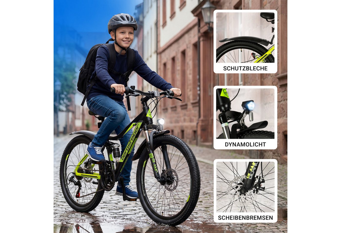 bergsteiger Kinderfahrrad Broome 24, 26 Zoll, Damen, Herren, Mountainbike, 21 Gang Shimano Shimano Tourney Schaltung Schaltwerk, Kettenschaltung, Scheibenbremse – Bild 3 von 5