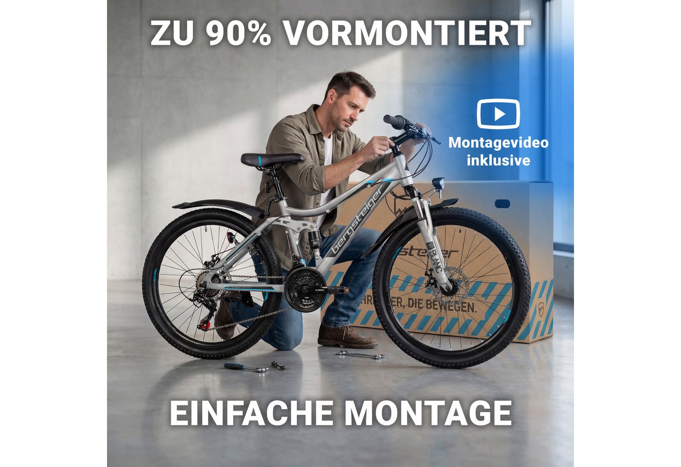 bergsteiger Kinderfahrrad Broome 24, 26 Zoll, Damen, Herren, Mountainbike, 21 Gang Shimano Shimano Tourney Schaltung Schaltwerk, Kettenschaltung, Scheibenbremse – Bild 5 von 5
