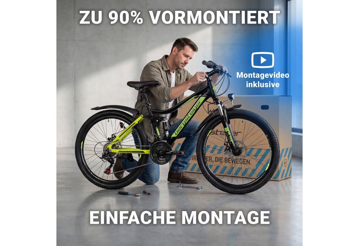 bergsteiger Kinderfahrrad Broome 24, 26 Zoll, Damen, Herren, Mountainbike, 21 Gang Shimano Shimano Tourney Schaltung Schaltwerk, Kettenschaltung, Scheibenbremse – Bild 5 von 5