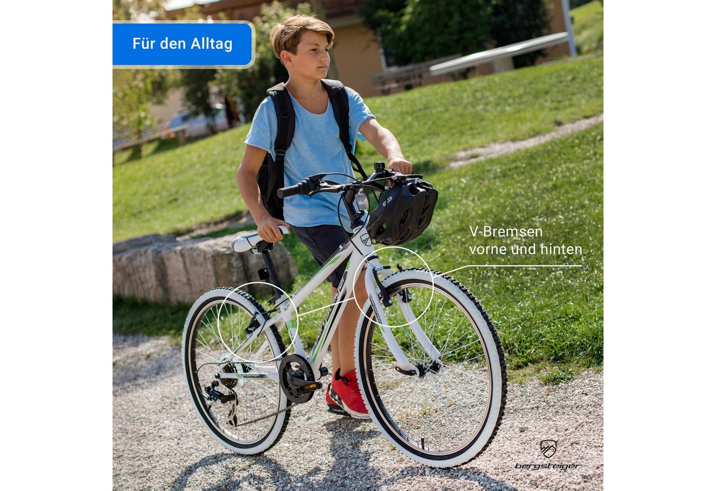 bergsteiger Kinderfahrrad Kansas 20, 24 Zoll, 6, 7, 8, 9, 10, 11 Jahre, Mädchen, Jungen, 6 Gang Shimano Tourney RD-TY300 Schaltwerk, Kettenschaltung, V-Brakes – Bild 3 von 5