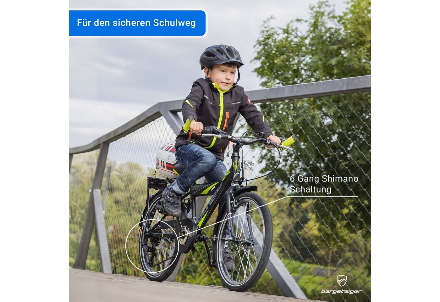 bergsteiger Kinderfahrrad Sydney 20, 24 Zoll, 6 - 9 Jahre, StVZO, Mädchen, Jungen, Shimano Tourney RD-TY300 Schaltwerk, Kettenschaltung, V-Bremsen, Dynamo – Bild 2 von 5
