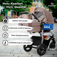 Bergsteiger Kinderwagen Capri + Babyschale + Isofix-Station braun