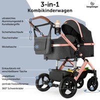 Bergsteiger Kinderwagen Nizza + Babyschale + Isofix-Station grau