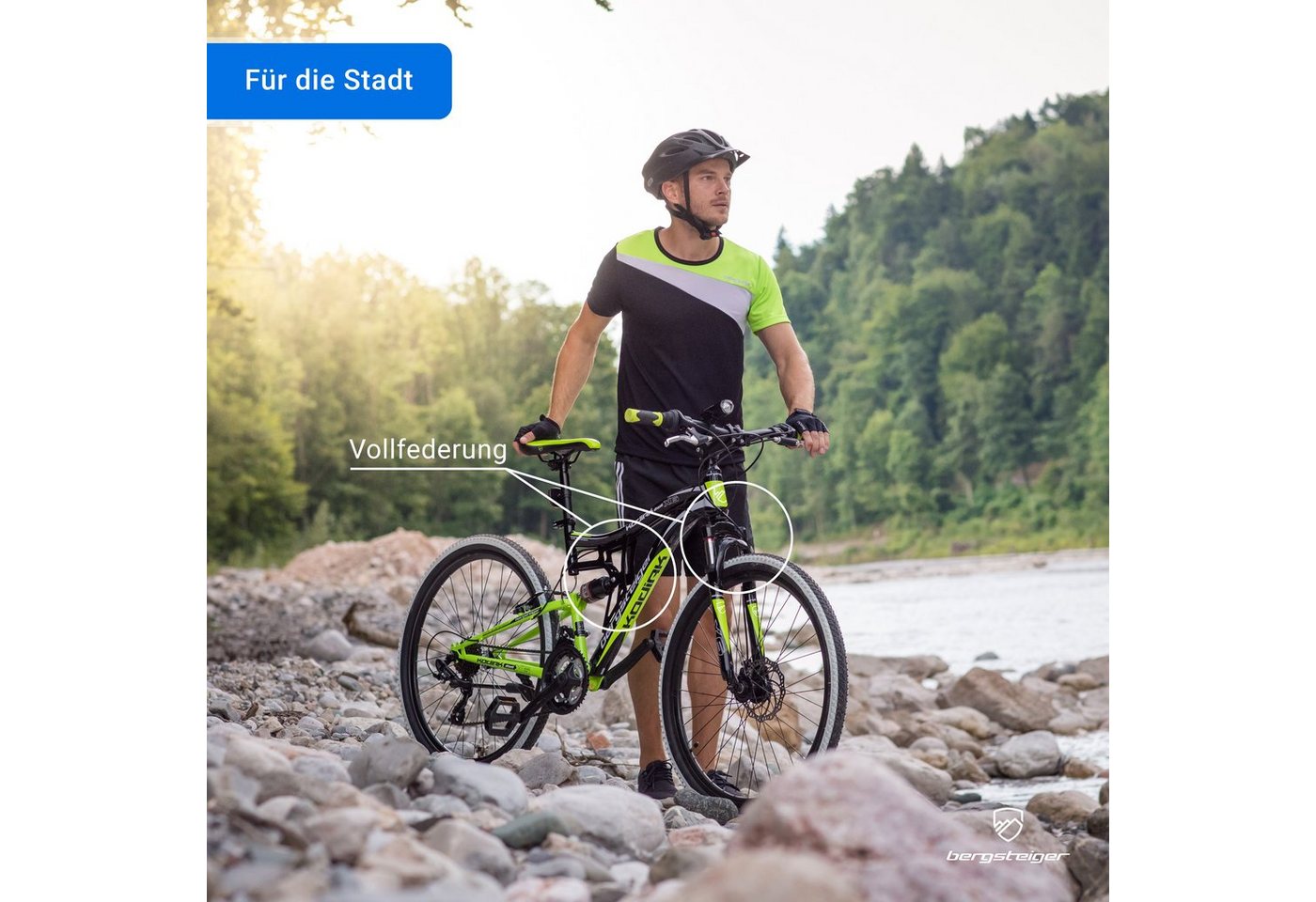 bergsteiger Mountainbike Kodiak 26, 29 Zoll Mountainbike, geeignet ab 150 cm, Damen, Herren, 21 Gang Shimano Tourney RD-TY300 Schaltwerk, Kettenschaltung, V-Bre – Bild 2 von 5