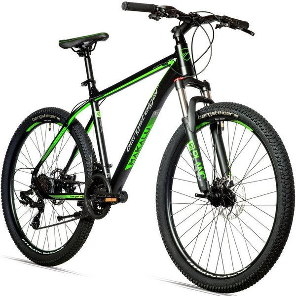bergsteiger Mountainbike Makalu 26, 29 Zoll Mountainbike Alu, geeignet ab 150 cm, Damen, Herren, 21 Gang Shimano Tourney RD-TY300 Schaltwerk, Kettenschaltung, S