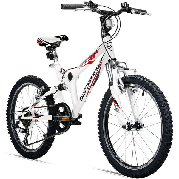 bergsteiger Mountainbike Montreal 20, 24 Zoll Kinderfahrrad, 6 - 13 Jahre, Mädchen, Jungen, 6 Gang Shimano Tourney RD-TY21 Schaltwerk, Kettenschaltung, Scheiben