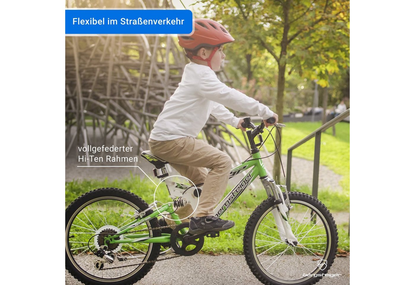 bergsteiger Mountainbike Montreal 20, 24 Zoll Kinderfahrrad, 6 - 13 Jahre, Mädchen, Jungen, 6 Gang Shimano Tourney RD-TY21 Schaltwerk, Kettenschaltung, Scheiben – Bild 3 von 5