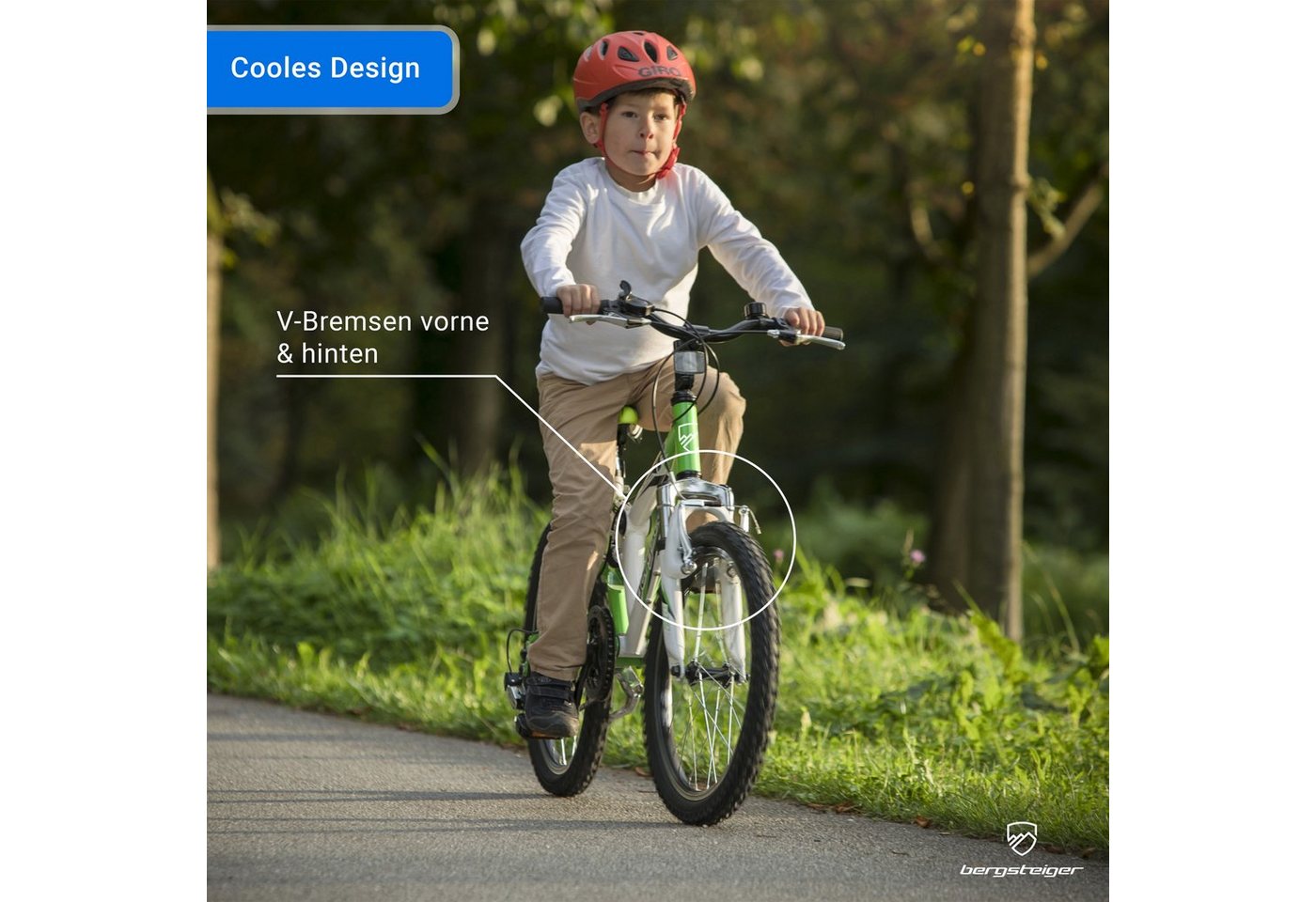 bergsteiger Mountainbike Montreal 20, 24 Zoll Kinderfahrrad, 6 - 13 Jahre, Mädchen, Jungen, 6 Gang Shimano Tourney RD-TY21 Schaltwerk, Kettenschaltung, Scheiben – Bild 4 von 5