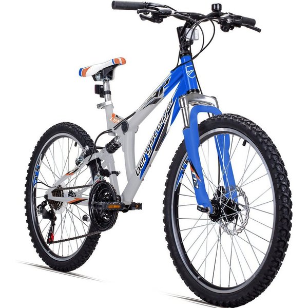 bergsteiger Mountainbike Montreal 20, 24 Zoll Kinderfahrrad, 6 - 13 Jahre, Mädchen, Jungen, 18 Gang Shimano Tourney RD-TZ50 Schaltwerk, Kettenschaltung, Scheibe