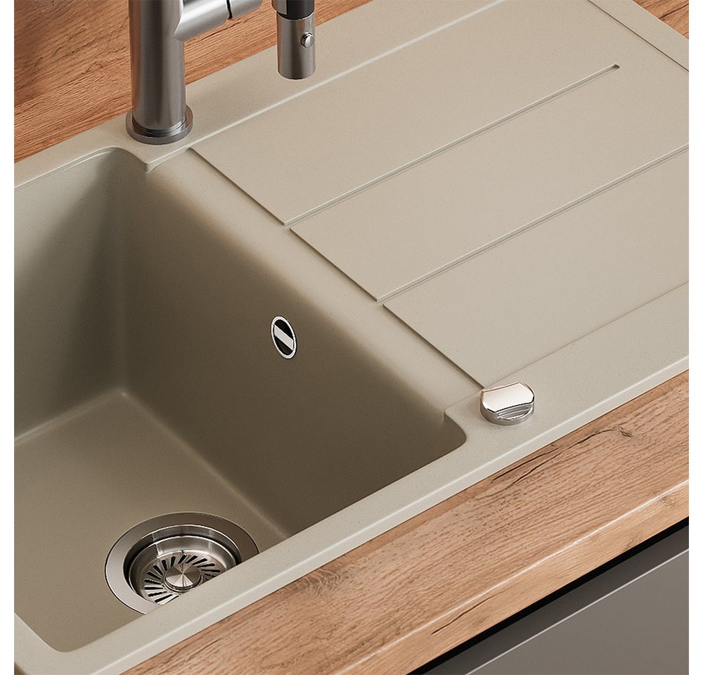 Bergstroem Granitspüle Kapstadt, Beige, 78 x 50 cm, Rechteckig, 78/50 cm, (1 St) – Bild 4 von 5