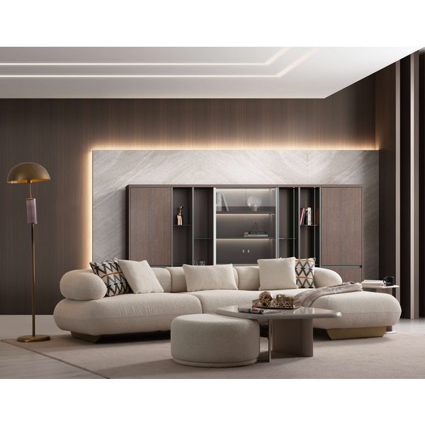 Bermo Home Ecksofa Gloria Ecksofa Bouclé Creme L-Form Sofa mit Schlaffunktion, Einzelsofa, Design Sofa im modernen Stil mit hochwertiger Materialien