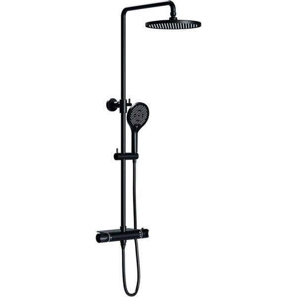 Bernstein Duschsystem 8221 PRO, Duschsäule Thermostat Schwarz - Inkl. Handbrause & Regenduschkopf
