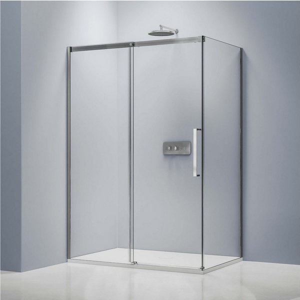 Bernstein Eckdusche DX906 FLEX 100x70 cm, BxT: 100x70 cm, Schiebetür 100cm Seitenwand 70cm Soft-Close 8mm Nano