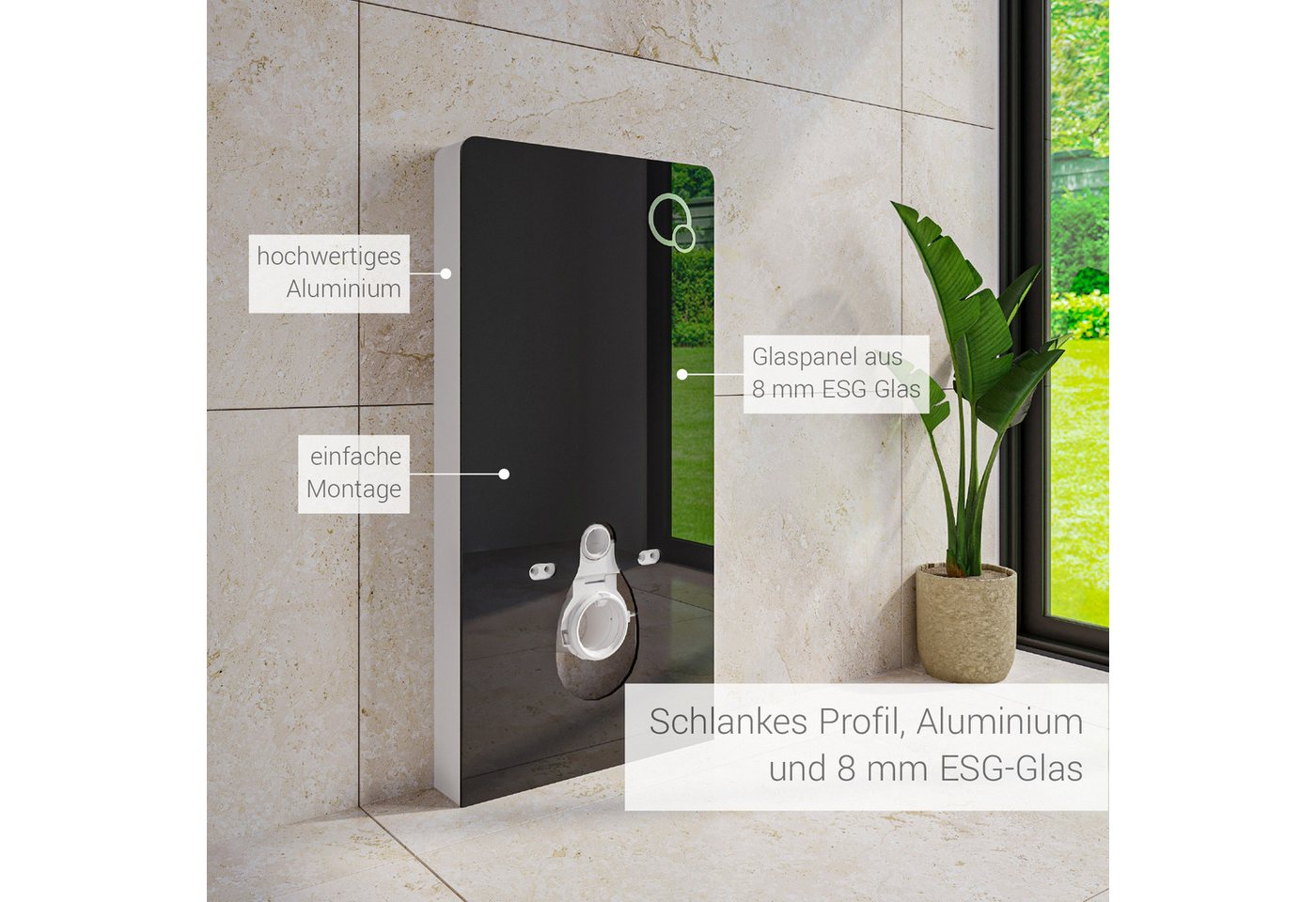 Bernstein Vorwandelement WC 805, Sanitärmodul / Aufputz Spülkasten für Wand WC Toilette / Schwarz – Bild 2 von 5