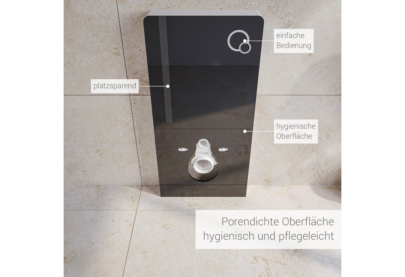 Bernstein Vorwandelement WC 805, Sanitärmodul / Aufputz Spülkasten für Wand WC Toilette / Schwarz – Bild 4 von 5