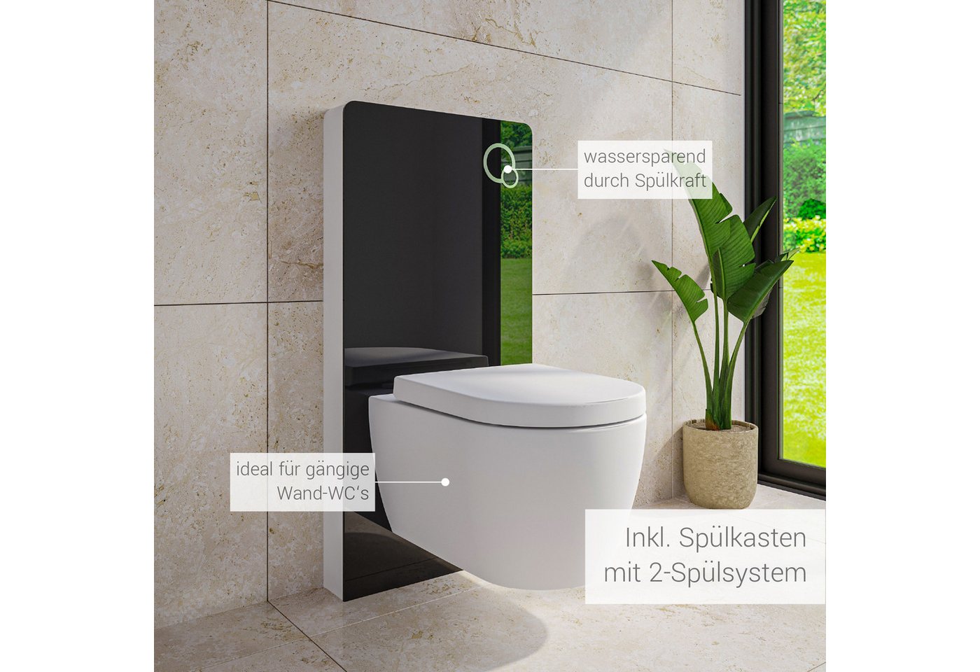 Bernstein Vorwandelement WC 805, Sanitärmodul / Aufputz Spülkasten für Wand WC Toilette / Schwarz – Bild 5 von 5