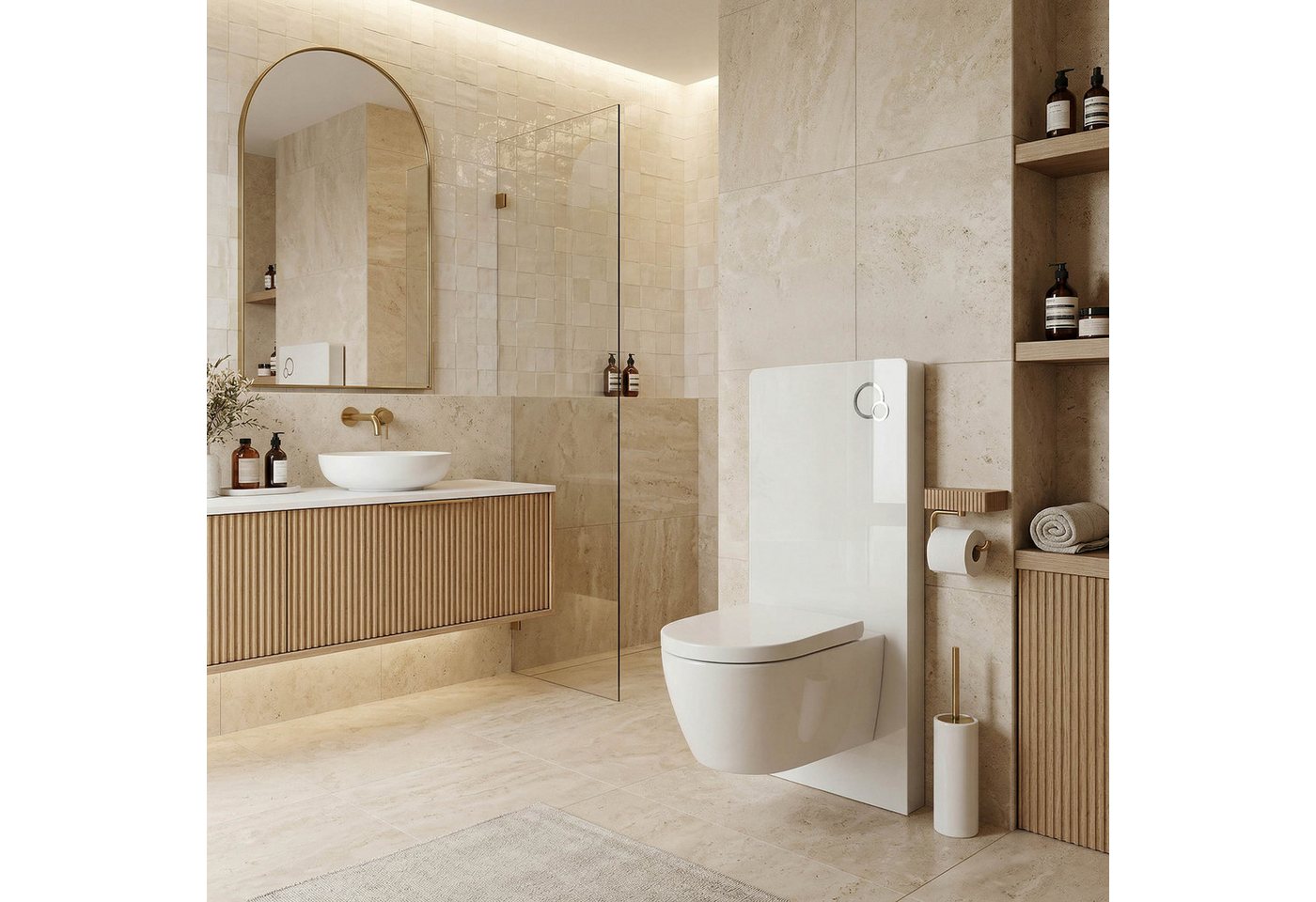 Bernstein Vorwandelement WC Sanitärmodul 805 Weiß, Aufputz-Sanitärmodul, Inkl. Betätigungsplatte, Wand-WC Vorwandelement Spülkasten – Bild 2 von 2