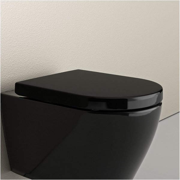 Bernstein WC-Sitz U1002 in Schwarz glänzend, porenfreie Oberfläche, Soft-Close und Take-Off