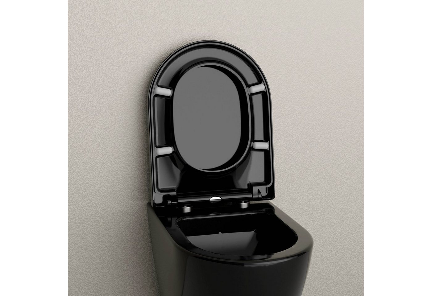 Bernstein WC-Sitz U1002 in Schwarz glänzend, porenfreie Oberfläche, Soft-Close und Take-Off – Bild 3 von 5