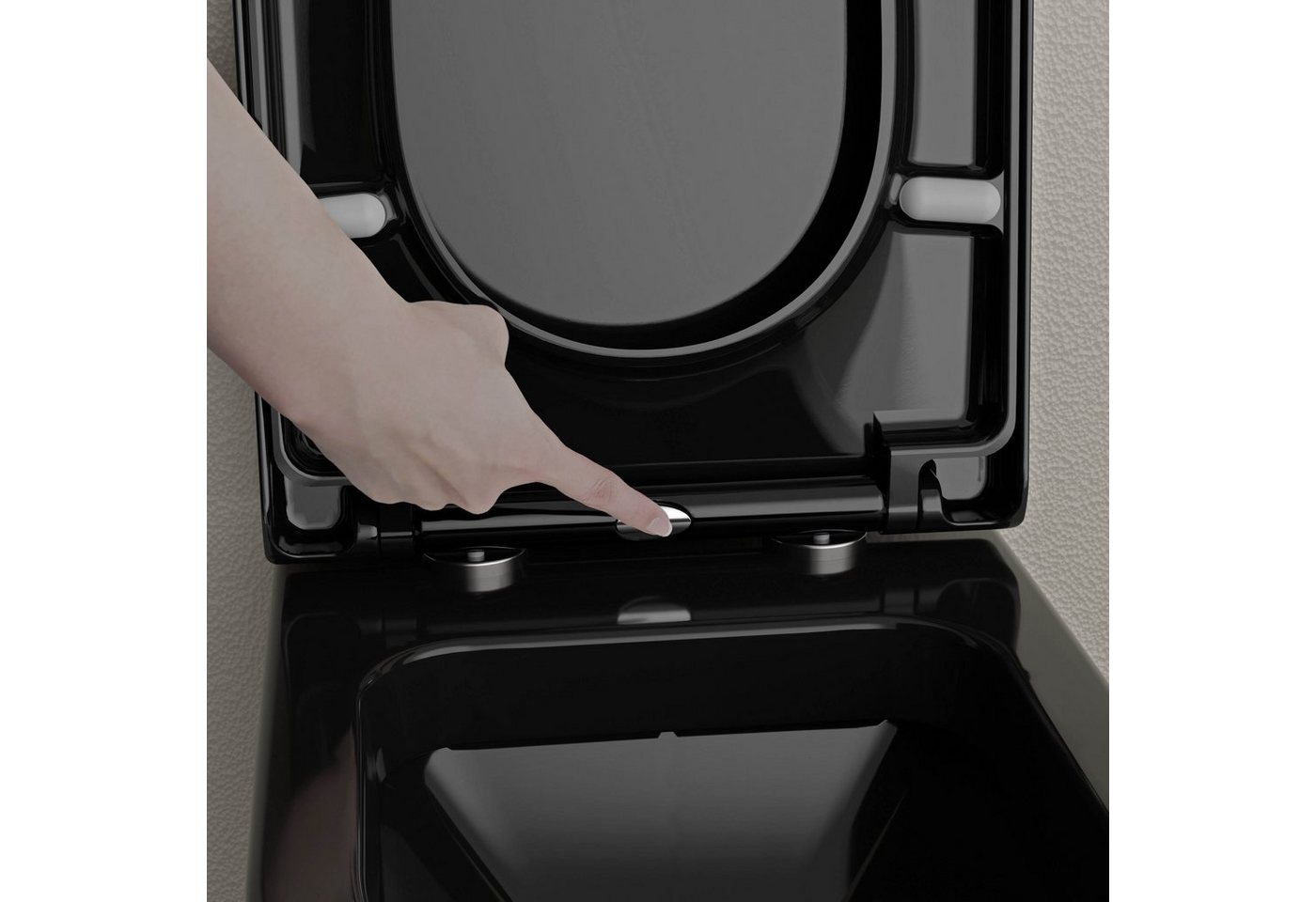 Bernstein WC-Sitz U1002 in Schwarz glänzend, porenfreie Oberfläche, Soft-Close und Take-Off – Bild 4 von 5