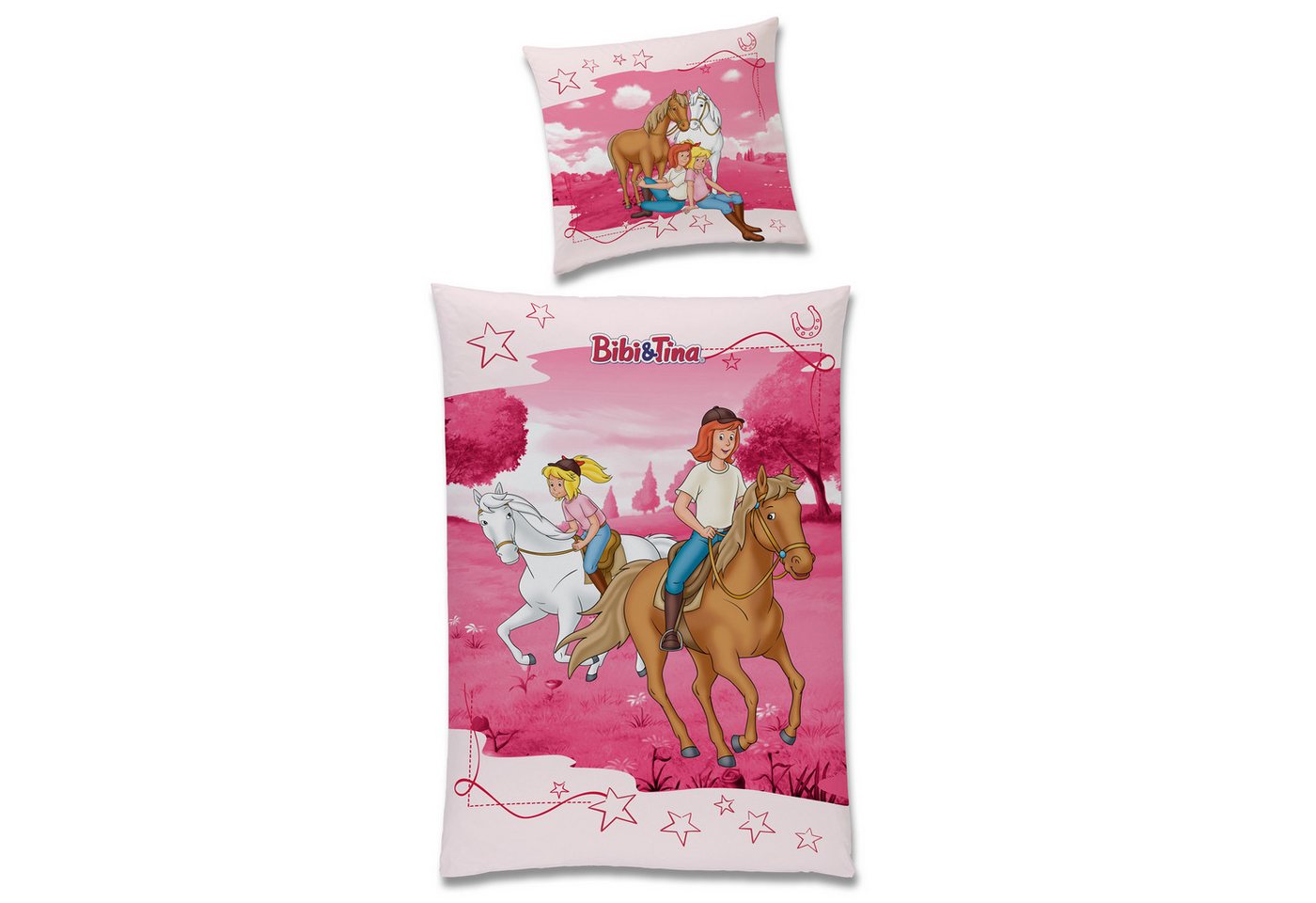 BERONAGE Kinderbettwäsche Bibi und Tina Abenteuer Bettwäsche Biber / Flanell, Baumwolle, 2 teilig, 135x200 + 80x80 cm – Bild 3 von 5
