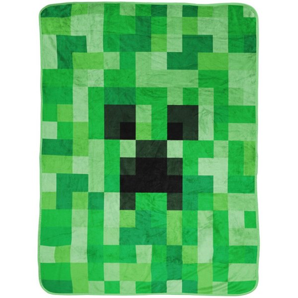 Wohndecke Minecraft Decke Creeper 150x200 cm Kuscheldecke Wohndecke, BERONAGE, passend zur Bettwäsche, ideal für Sofa, Couch, Bett, Auto, Camping