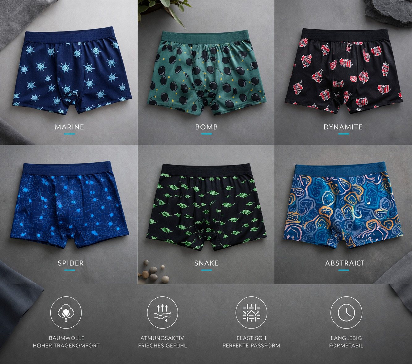 Berrak Boxershorts Herren unterhosen (Packung,Spar-Set, 6-St., 6er-Pack) Premium Qualität -A4480 – Bild 5 von 5