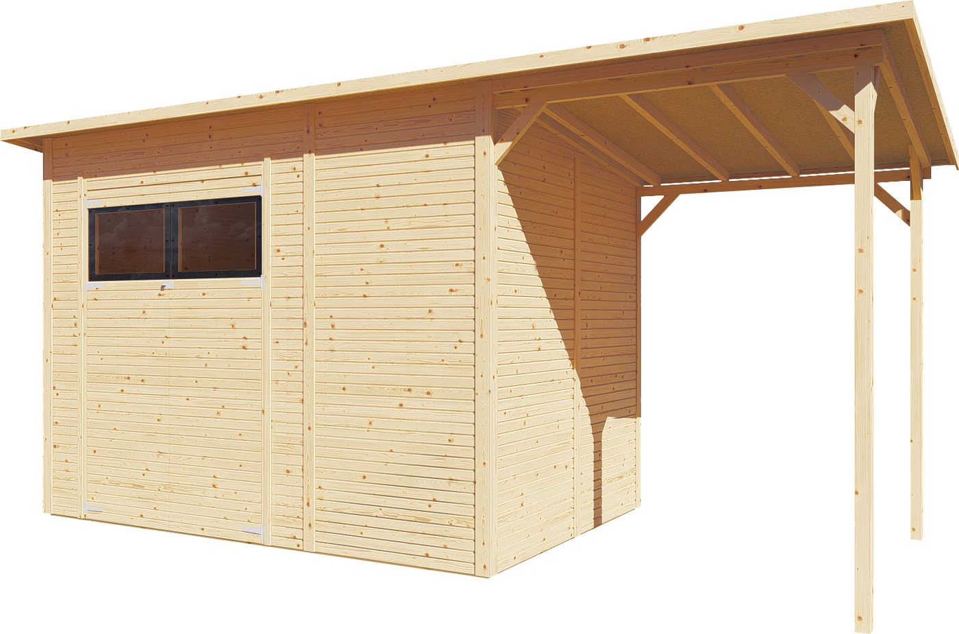 BERTILO Gartenhaus Pent Modern 4 Plus naturbelassen, BxT: 501x231 cm, mit hohen Seitenwänden und einer 1,88 m hohen Doppeltür – Bild 2 von 5