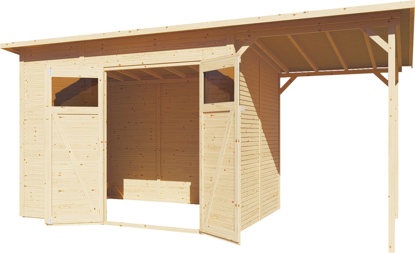 BERTILO Gartenhaus Pent Modern 4 Plus naturbelassen, BxT: 501x231 cm, mit hohen Seitenwänden und einer 1,88 m hohen Doppeltür – Bild 5 von 5